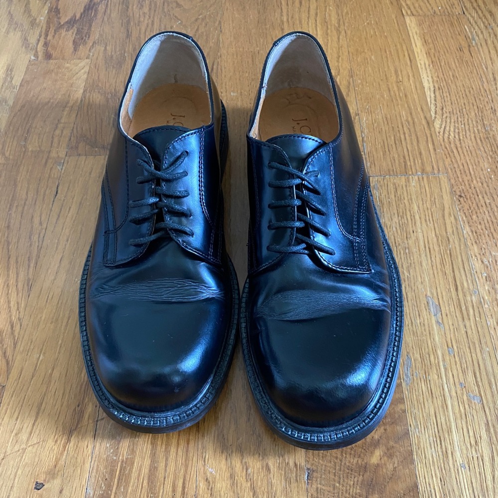 J.Crew Ludlow Derby Shoes Mens 6.5 Black Italian Leather Lace Up Old Money Event